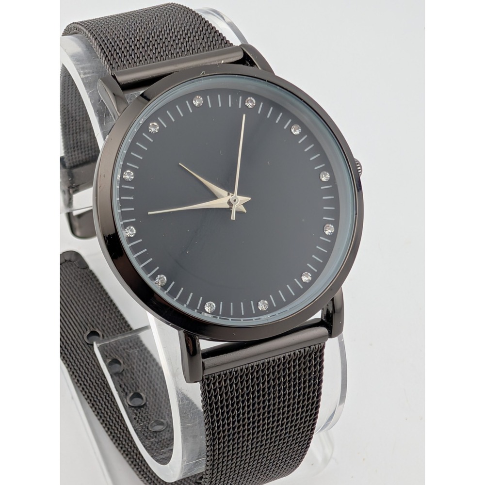 Mspci‎ Women's Watch 35mm Black Case Mesh Metal Band- New Battery